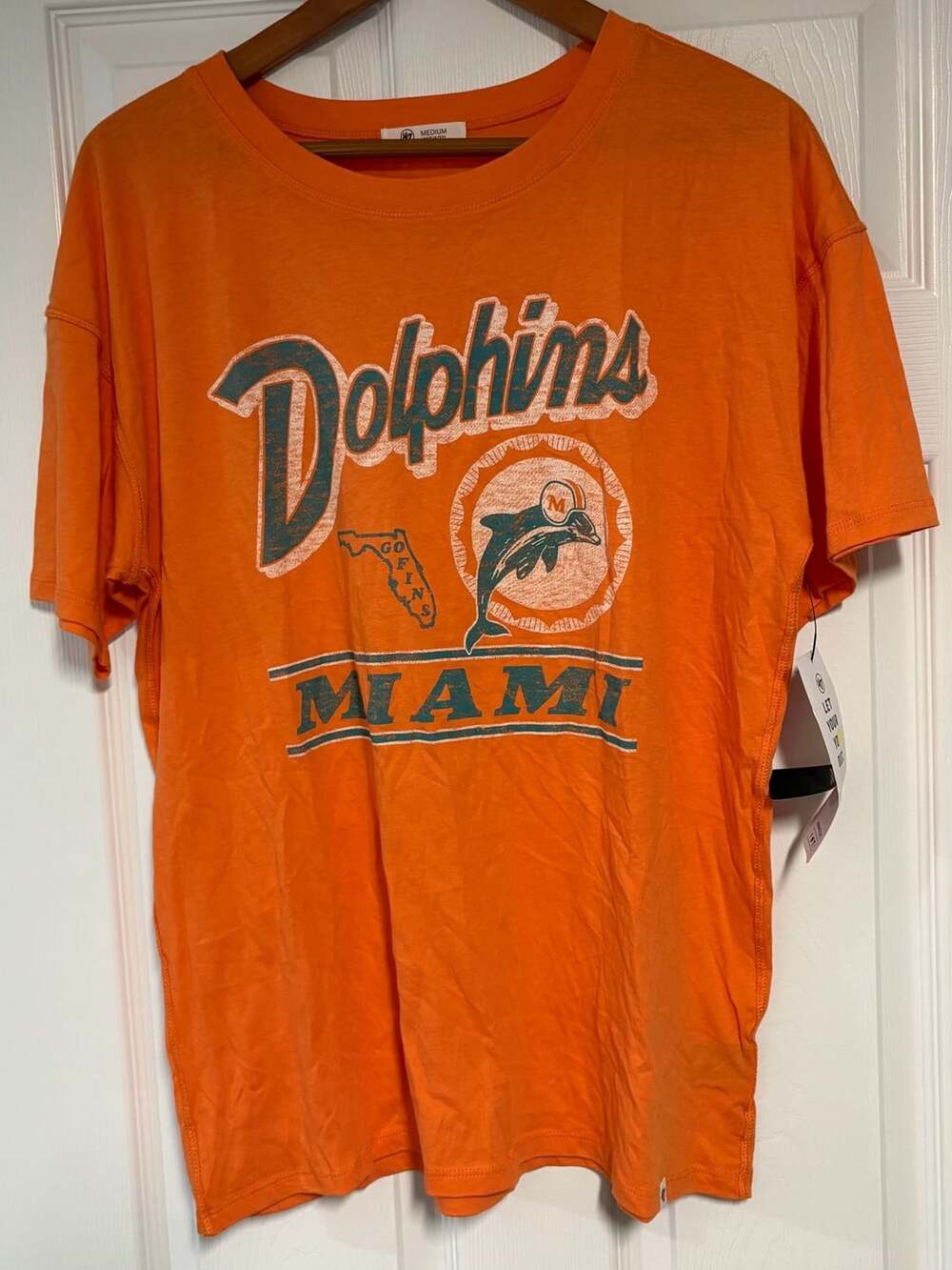 47 Brand Miami Dolphins T-Shirt Size Medium Orange NFL Football
